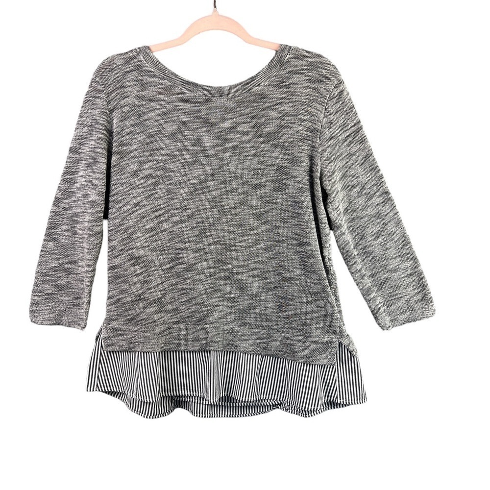 Clu + Willoughby Anthropology Ainsley Preppy Ruffle Back Top  Size Medium